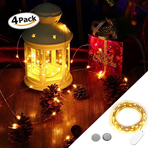 Preisvergleich Produktbild LED LichterketteChickwin Weihnachten Starry Kupferdraht 3m / 30LED Batterie Lichterkette Wasserfest Warmes Weiß Dekoration für Haus Zimmer Terrasse Farbe Themen Weihnachten Lichterkette (4PC)