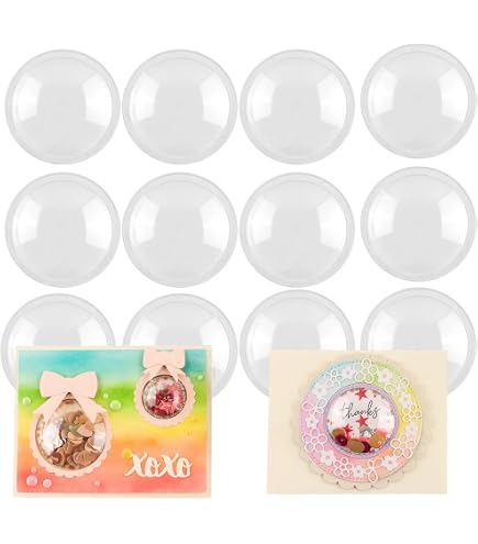 100 Stuks Transparante Plastic Potten + 13 Snijmatrijzen Voor Shakerkaarten – Koepels Met Zelfklevende Rand, Voor Kaarten Maken 3 miniatura
