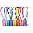 Magnetic Cable Clips Pack of 8 Reusable Fastening Cable Ties Adjustable Straps Wire Cord Management Rubber Twist Ties for Headphones USB Cables