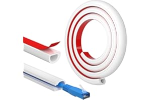 FIXCHORD Canalina Passacavi，Canalina Portacavi Autoadesivo, Lgnifugo, Verniciabile, Gestione dei cavi per case e uffici per nascondere cavi singoli, 1 x 15 mm (W) x 10mm (H) - lunghezza 1 m - Bianco