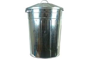 OptiProducts® Metal Bins Small Medium Large Extra Large 15L 50L 60L 90L 110L Litre Metal Galvanised Home Garden Bin Leaves Paper Wood Rubbish Dustbin Made Storage Unit in U. K. (90 Liter)