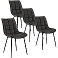 WOLTU Dining Chairs Set of 4 pcs Kitchen Counter Chairs Lounge Leisure Living Room Corner Chairs Anthracite Faux Leather Reception Chairs with Backrest and Padded Seat