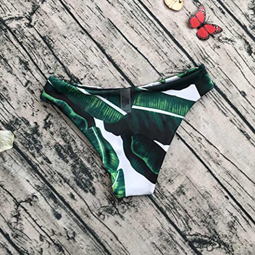Damen Bikini-Set Internet Blätter für Seil Badeanzug Push-up Bademode (M, Grün) - 3