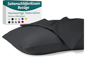 ‎FLOWEN Seitenschläferkissen Bezug 40 x 145 – Mikrofaser Oeko-TEX Zertifiziert – Anthrazit – 2er Set Kissenbezug für Kissen 40x145 Weich & Atmungsaktiv – Kissenbezüge Hypoallergen und Waschbar