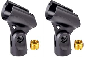 SOPSTUO 2 Pack Adjustable Microphone Holder, Microphone Clip, Mic Clip Holder for Wired Wireless Mic with 5/8"" to 3/8"" Mic Female Screw Adapter