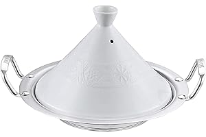 Ramadan24 Tajine aus Keramik und Edelstahl - marokkanisches Kochgefäß - Tagine Topf Schmorgefäß orientalisch nordafrikanischen Küche (26cm)