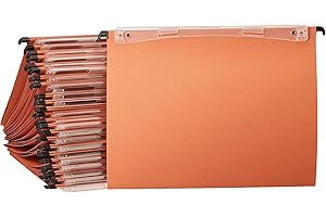 Esselte Kori - Dossiers Suspendus A4 Verticaux, Capacité 100 Feuilles, Fond en V, Entraxe 330 mm, Porte-Étiquette Intégré, Lot de 25, Orange, 10202