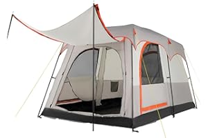 COSTWAY 2-Room Camping Tent, 4-6 Person Spacious Family Tent with Rainfly, PU 3000MM PE Tarp, Mesh Windows and Carry Bag, Waterproof Sun Shelter for Backpacking Hiking
