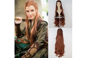 YYsoo Film Der Hobbit Der Herr der Ringe Elf Tauriel Cosplay Perücke für Frauen Goldbraunes Haar Lange Gewellte Zöpfe Kostüm Anime Perücken für Mädchen Halloween Party Show