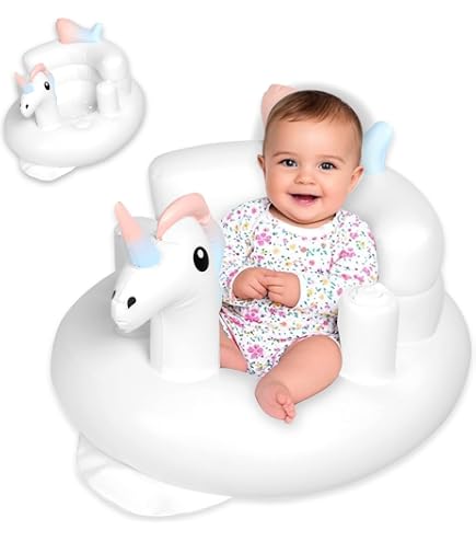 Alaoo Seggiolino Gonfiabile per Neonati, Seggiolino rialzato portatile, Pompa dell'aria incorporata, supporto per la schiena del bambino, Adatto per esterni, bagno, sala da pranzo(Fiori D'olivo