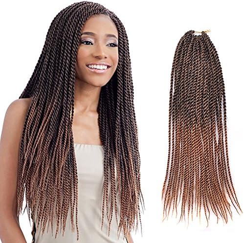 Ombre Senegalese Twist Hair Crochet Braids Hairstyles 2S Pretwist Box Braid Crochet Hair Extensions 18Inch 30Strands 75Gram/Pack (18inch 5pcs, ombre 27)