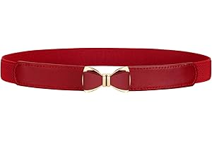 VONMELLI Elastic Skinny Belt for Women Dresses Fashion Stretch Thin Waist Belt Retro Ladies Belt with Bow Buckle