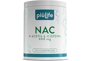 +LIFE NAC n-acetil-cisteina 600mg 210 compresse PiùLife – n acetilcisteina 1 al giorno – NAC 600 Integratore Antiossidante, Sintesi del Glutatione, Proprietà Difese Immunitarie, Mucolitico Fluidificante
