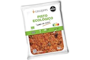 CASCAJARES - Pisto Ecológico "como en casa" - Las mejores verduras ecológicas, bandeja 300 gramos, listo con 3 minutos de microondas. Sin gluten ni lactosa.