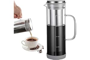 PORFOYO Cafetera Cold Brew de 800 ml, cafetera Cold Brew, cafetera Cold Brew, tapa con mango y filtro de acero inoxidable, adecuado para exteriores, portátil, boquilla para café helado, té helado