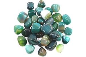 Hilitchi Green Agate Stone Tumbled Stones for Plants Cacti & Succulents Bedding, Vase Filler, Landscape Bottom Decoration (About 1lb(455g)/Bag)