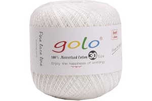 golo Crochet Thread Size 30 Yarn for Hand Knitting Cotton Crochet Yarn White Yarn