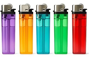 BMLIMITED BML 5 x Multipack Disposable Lighters Adjustable Flame Windproof Pocket Lighter Reliable Ignition Child Safe Lighter for Camping Candle Kitchen Lighters Assorted Colors