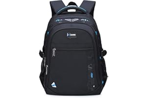 PANEGY Cartable Sac à Dos Garçon Scolaire Collège pour Carte Cahiers Livres Homme Travail pour Ordinateur de 15 Pouce Costaud Imperméable pour L'entrée Sport Travail Cadeau Anniversaire Noir