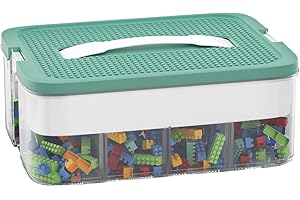 POSHIGE Stackable Toys Organizer Storage Case, Stackable Storage Container with 16 Big Compartments, Storage Box Compatible with Lego Storage Organizer, Hot Wheels, Mini Toy Action Figures