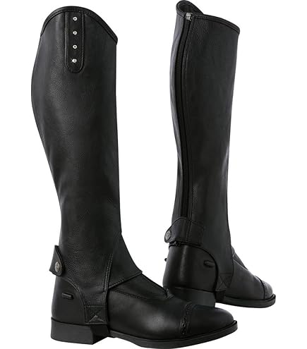 Ariat Concord Chaps – Jambières En Cuir Noir Lisse, Unisexe, Neuves