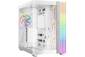 be quiet! Light Base 900 FX White PC Case, Stunning Panoramic View, Show Case, Dual Chamber Design, Solid ARGB LED Strip, 4 Light Wings PWM White Fan, Inverted and Horizontal