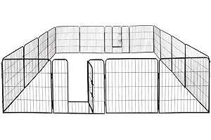 Petigi Parc Enclos Cage pour Chiens Chiots Animaux Lapin Métal Solide 4 Tailles 8 ou 16 Panneaux, Taille (L x H):80 x 100 cm (16x)