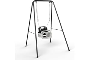 STYPLZ Arrampicate e altalene,4-in-1 Altalena da Giardino per Bambini,Giochi per Neonato da Interno/Esterno, Supporto in Metallo Pieghevole e Istruzioni Chiare(Nero)