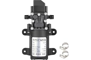 VerRich 24V Water Pumps High Pressure self Priming Diaphragm Pump with 2 Adjustable Hose Clamp for Motorhome,Caravan