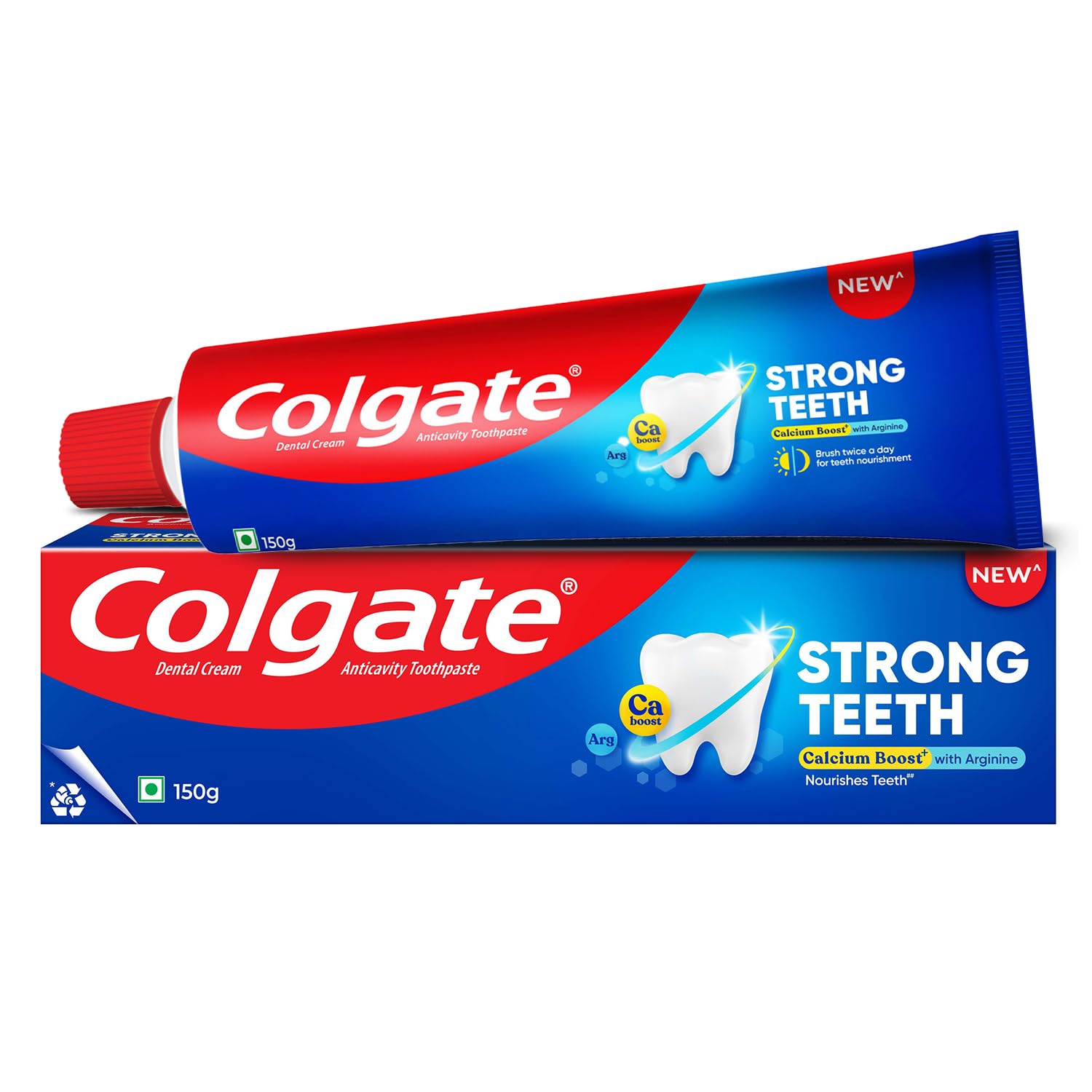 Colgate Strong Teeth, 150G, India S No: 1 Toothpaste Brand, Calcium-Boost Tooth Paste For 2X Stronger Teeth, Whitens Teeth, F