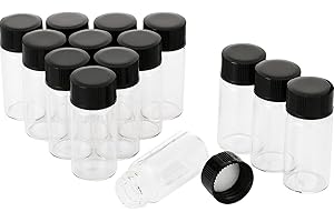 Pxyelec 14 Stück 5 ml Mini Klarglasflasche und Kunststoffkappe kleine ätherische Öl 5ml Fläschchen