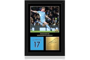 WIN FC Photo encadrée Kevin De Bruyne A4 – Signature numérique reproduite – Cadeau pour les fans de Manchester City