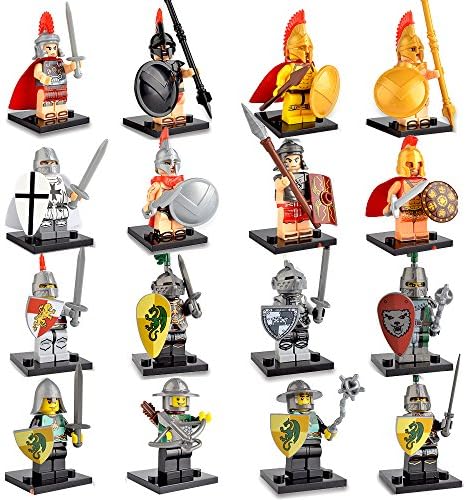 Minifigures Set of 16 Includes Building Bricks soldiers People Minifgures with Figures Accessories Lego-Compatible Building Blocks Party Supplies Toys