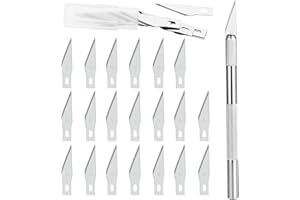 GOLDGE Précision Cutter 1 Scalpel avec 20 lames, Cutter de Précision Couteau pour Découpe de Travail d'art Bricolage, Spéléologie, Sculpture, Diy Sculpture Couteaux de Loisirs