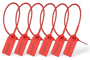 Flintronic Sigillo in plastica, 120 Pezzi Sigilli di Sicurezza a Strozzo in Plastica, Economico, Regolabile con un'applicazione Veloce e Sicura per Etichette, Vestiti, Bagagli, Prodotti- Rosso