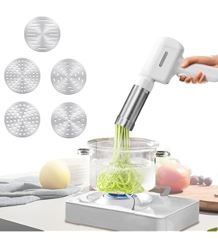 Elektrischer Nudelmaker - Kabelloser Idiyappam Maker Mit 5 Aufsätzen Für Frische Pasta