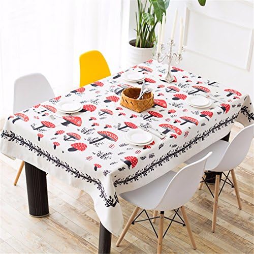 100*140 beige red mushroom table cloth cotton linen dining desk garden rectangular square Non-ironing eco-friendly table runner