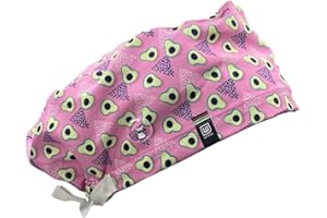 WEARK Quirophane - Bonnet de santé pour homme et femme - Infirmière dentaire - Pédiatre - Poils longs avec boutons et sweat avant - (guacate pink)