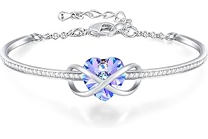 GEORGE · SMITH Valentins damskie srebrne bransoletki miłość serce kryształowe bransoletki dla kobiet różowe złoto bransoletka bransoletka na dzień matki urodziny biżuteria dla matki córki żony