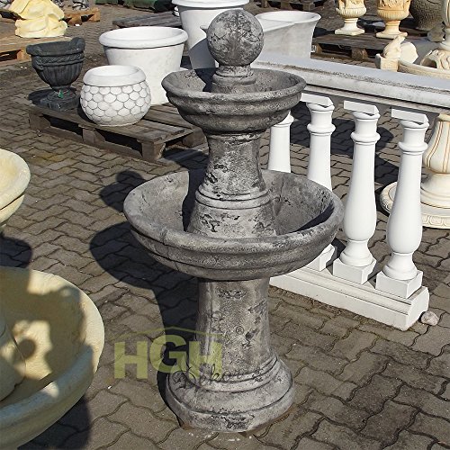 rustikaler Etagen Springbrunnen mit Kugel Beton Stein Garten Park Terrasse (dunkel patiniert) - 4