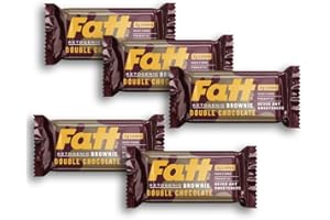 Fatt Double Chocolate Keto Brownie - 100% Natural Ingredients - High Nutrition Keto Snacks Packed with Good Fats, High Prebiotic Fibre, No Seed Oils - Made in UK (5 Pack)