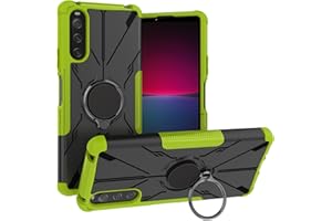 LIUZIHAN Etui do Sony Xperia 10 IV, TPU/PC Hybrid Armor Podwójne etui na telefon, wbudowany uchwyt obracający się o 360°, pokrowiec do Sony Xperia 10 IV. Zielony