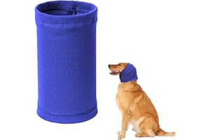 JEZIORO Dog Snood,Dogs Ear Muffs for Fireworks,Noise Ears Protection Headband Hat,Happy Hoodie,Calming Anxiety Earmuffs,Wraps Protectors,Hoodies Scarf,Winter Knitted Neck Wrap Doggy Earmuff Pets Puppy Blue,M