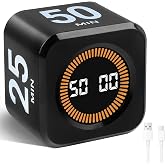 Cuteefun Timer Visuale Cubo, Timer Pomodoro a Rotazione, 5/10/25/50 Minuti & Conto Alla Rovescia Personalizzato, Modalità Mut
