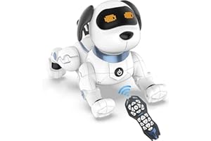 BEAUTYSAY ABC Remote Control Robot Dog Toy for Kids, RC Stunt Dog Robot Toy for Boys Girls, Programmable Smart Robot Puppy Toy Dog Interactive with Commands Sing, Dance, Walk for Christmas