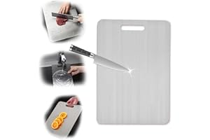 YongSral Tabla de Cortar de Titanio, 34 * 23CM Tabla de Cortar Cocina Titanio, Titanium Cutting Board, Tabla Cortar Acero Inoxidable, Cutting Board Inoxidable, Apto para Pasta, Carne, Verduras (1PCS)