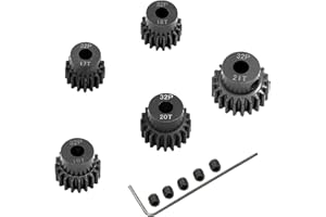 YIJIALINK 5-Pack Schwarze Stahl Metall 5mm Ritzel Motor Zahnradsätze 17T 18T 19T 20T 21T Kompatibel mit HPI Kyosho Losi Axial Tamiya 1/8 1/10 RC Car Monster Truck Buggy