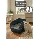 Comfort A&ccedil;ık Kedi Tuvaleti, 52x37x23 cm, Y&uuml;ksek Kenarlı Kedi Tuvalet Kabı, Kum K&uuml;reği Hediyeli