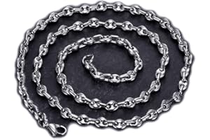 BOBIJOO JEWELRY - Collier Chaîne Grain de Café Homme Femme Acier Inox Argenté 4 tailles au Choix