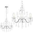 MiniSun Modern IP44 Rated 3 Way Silver Chrome Bathroom Ceiling Light Chandelier with Clear Glass Droplets